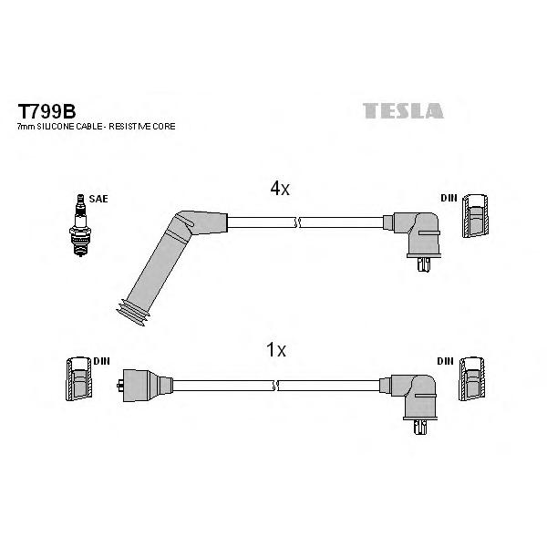 TESLA - T799B (Провода высоковольтные комплект)