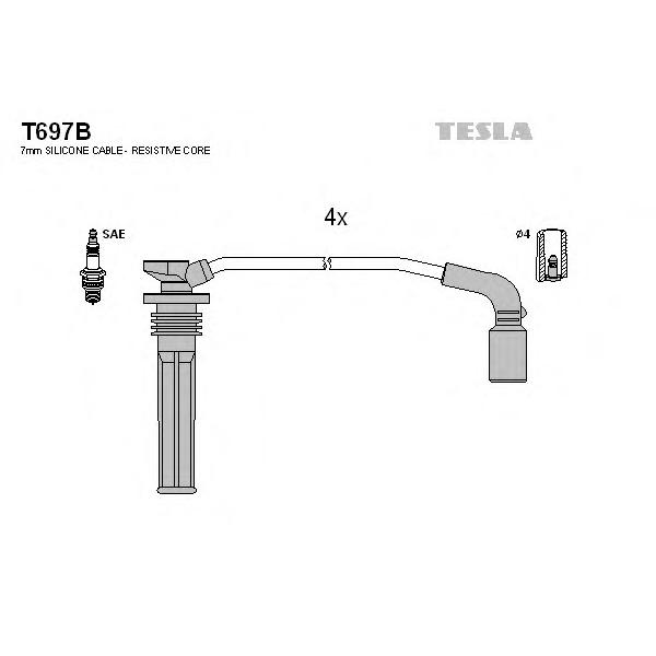 TESLA - T697B (Комплект проводов зажигания)
