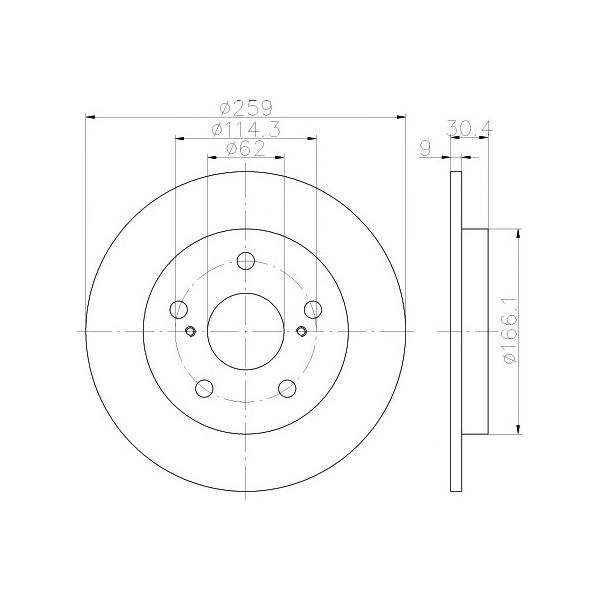 TEXTAR - 92164103 (Диск тормозной задний Ø259x9/7.5 (5 болтов))
