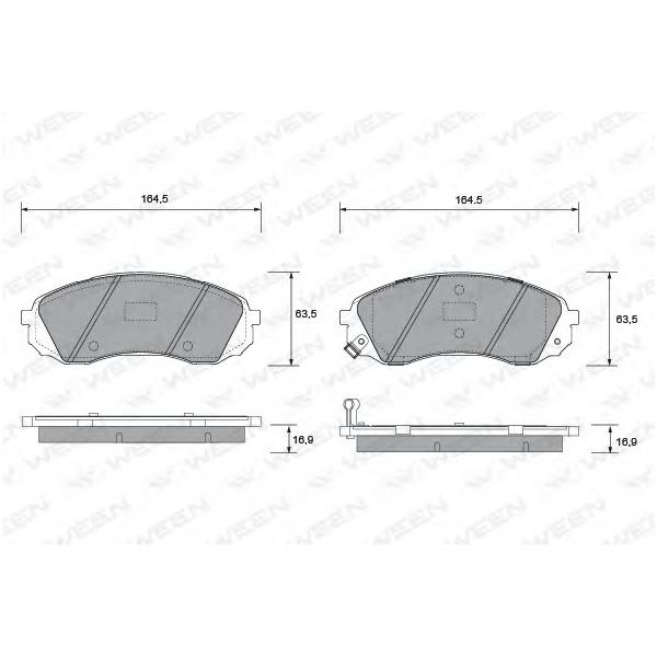 WEEN - 1512584 (Деталь 151-2584, WEEN, Тоpмозные колодки, дисковые, пеpедние, HYUNDAI H-1: KIA Carnival (VQ), (компл)