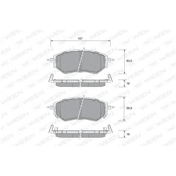 WEEN - 1512335 (Деталь 151-2335, WEEN, Тоpмозные колодки, дисковые, пеpедние, SUBARU Legacy IV, Legacy IV Estate (B1)