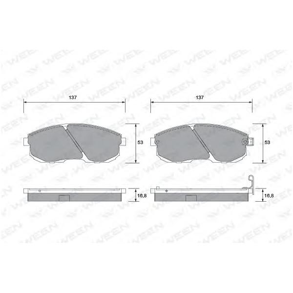 WEEN - 1511355 (Деталь 151-1355, WEEN, Тоpмозные колодки, дисковые, пеpедние, INFINITI I30, NISSAN 206 SX (S13), 180)