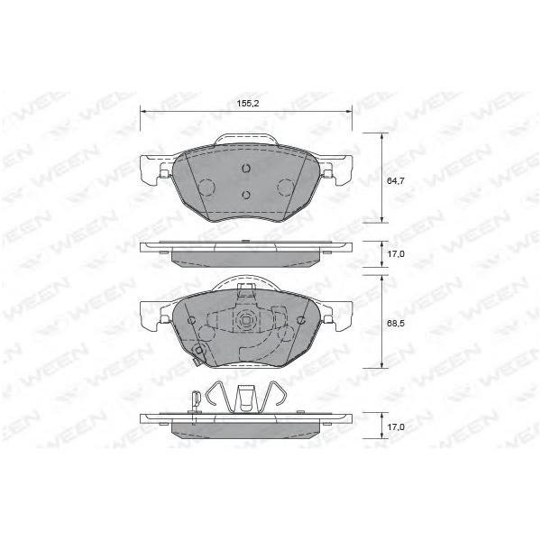 WEEN - 1512318 (Деталь 151-2318, WEEN, Тоpмозные колодки, дисковые, пеpедние, HONDA Accord VII, (компл.))