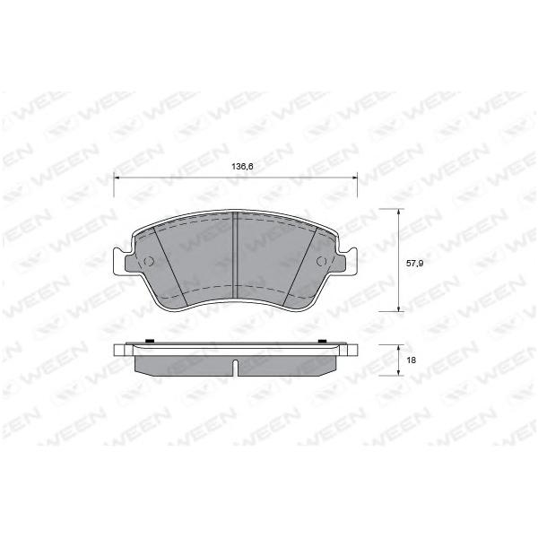 WEEN - 1510014 (Деталь 151-0014, WEEN, Тоpмозные колодки, дисковые, пеpедние, TOYOTA Auris, (компл.))