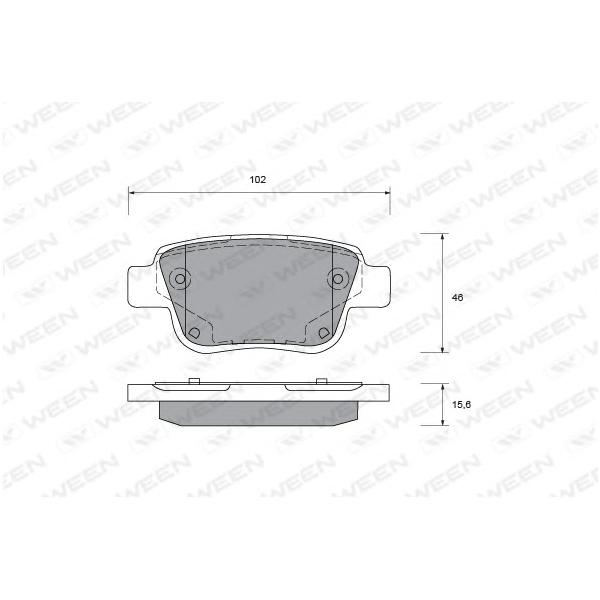 WEEN - 1512307 (Деталь 151-2307, WEEN, Тоpмозные колодки, дисковые, задние, TOYOTA Avensis (T250), Verso, Alphard (H)
