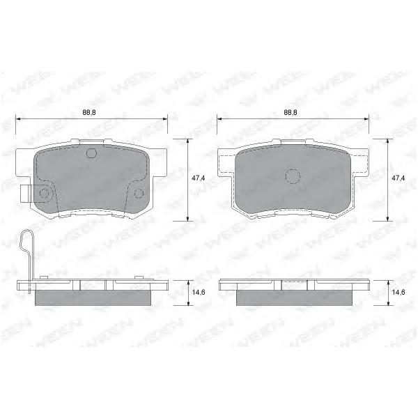WEEN - 1512245 (Деталь 151-2245, WEEN, Тоpмозные колодки, дисковые, задние, HONDA CR-V (RD), Stream (RN), (компл.))