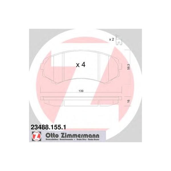 ZIMMERMANN - 234881551 (Колодки тормозные дисковые)