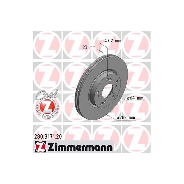 ZIMMERMANN - 280317120 (Диск тормозной передний)