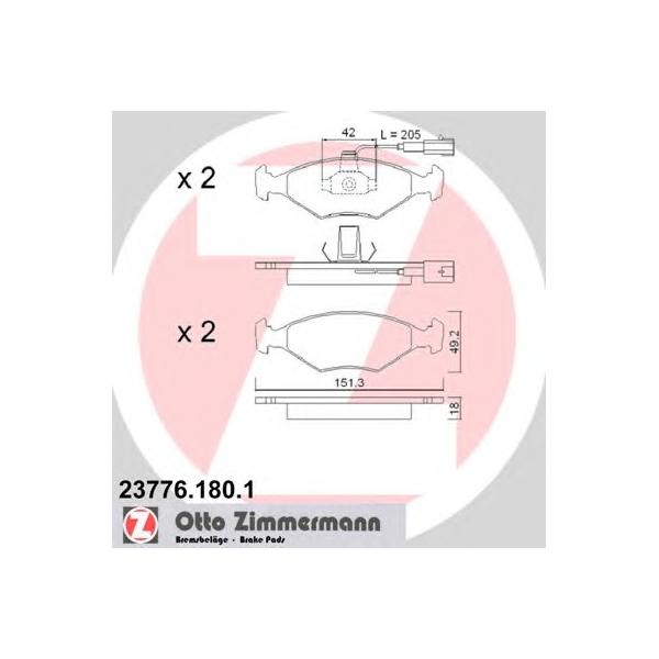 ZIMMERMANN - 237761801 (Колодки тормозные дисковые)