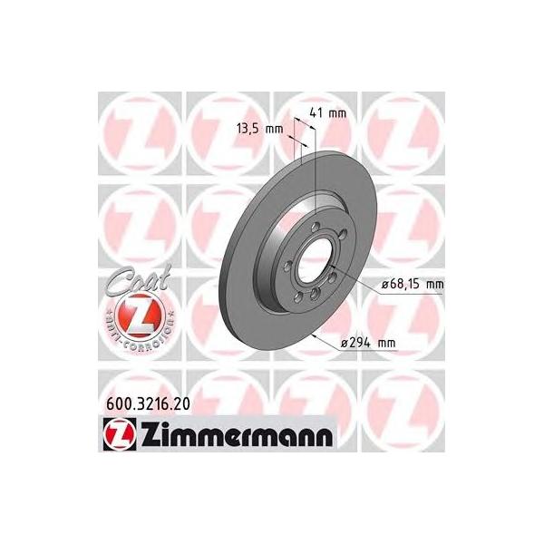 ZIMMERMANN - 600321620 (ДИСК ТОРМ VW T4/SHARAN 2.0-2.8/1.9D/TDI/2.5TDI 90- ЗАД НЕ ВЕНТ 294X13.5)