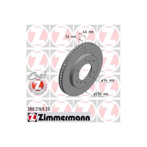 ZIMMERMANN - 380.2169.20 (Диск тормозной передний Ø290x26)