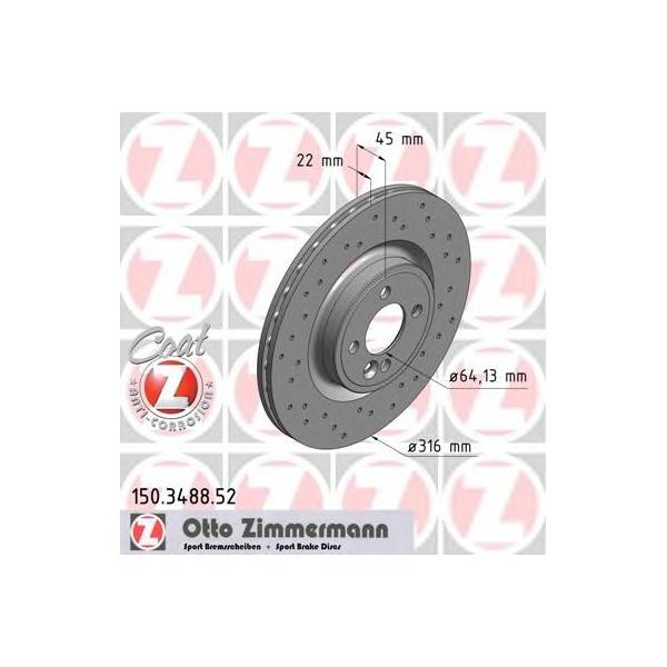 ZIMMERMANN - 150.3488.52 (Диск тормозной передний)