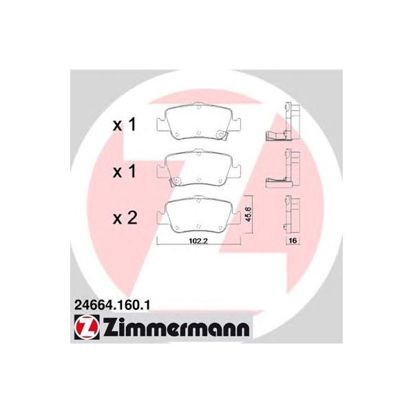 ZIMMERMANN - 246641601 (Колодки тормозные дисковые задн TOYOTA: AURIS 1.4 D-4D/1.4 VVTi/1.6 VVTi/1.8 VVTi/2.0 D-4D/2.2 D 06)