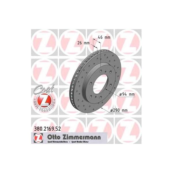 ZIMMERMANN - 380.2169.52 (Диск тормозной передний Ø290x26)