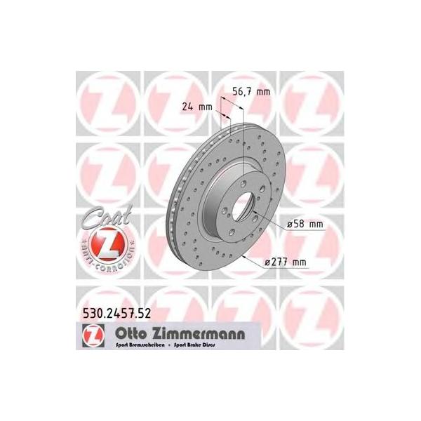 ZIMMERMANN - 530.2457.52 (Диск тормозной передний Ø277x24)