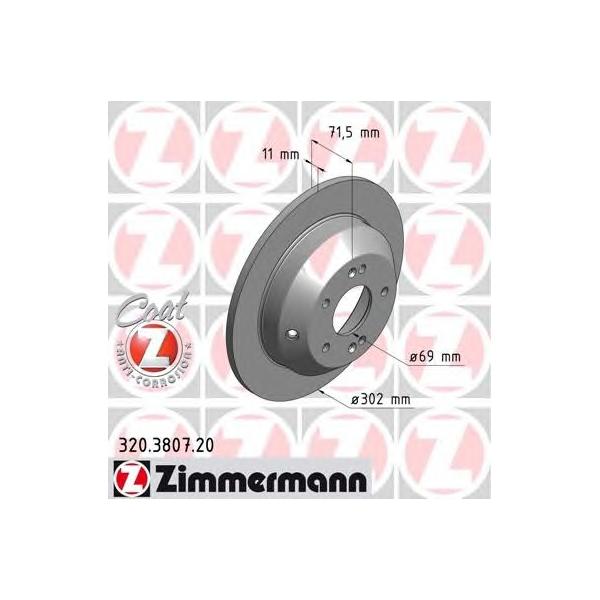 ZIMMERMANN - 320.3807.20 (Диск тормозной задний Ø302x11)